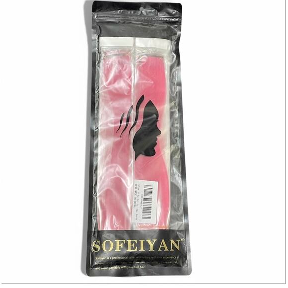 SOFEIYAN 10pc Rose Red Hair Extensions 22" Clip In Synthetic Straight DIY NWT - Picture 2 of 10
